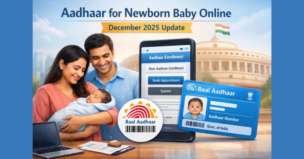Aadhaar card application process for newborn baby online in December 2025